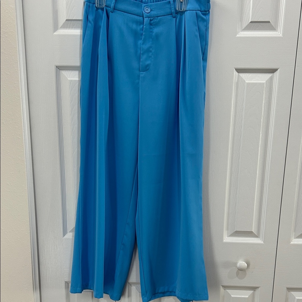 Chic Wide-Leg Blue Pants